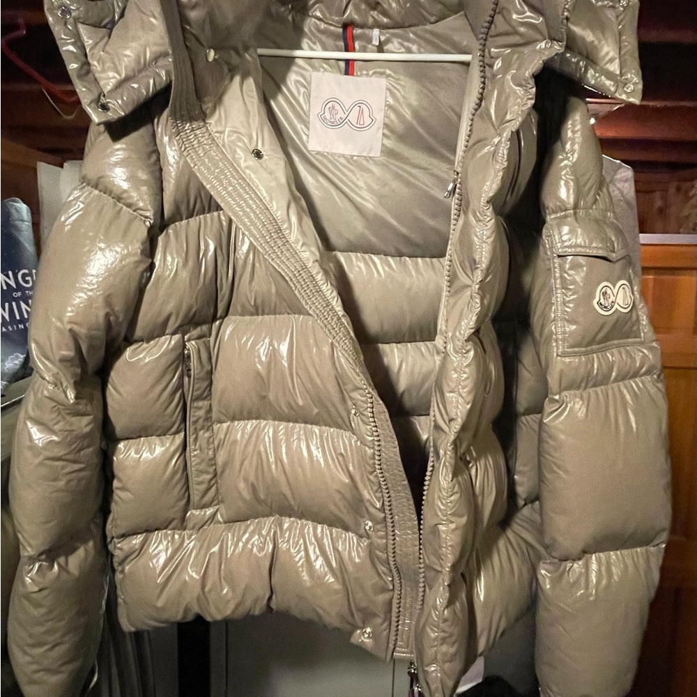 Moncler Men's Maya Puffer Coat Jacket| Color: Beige/Tan|